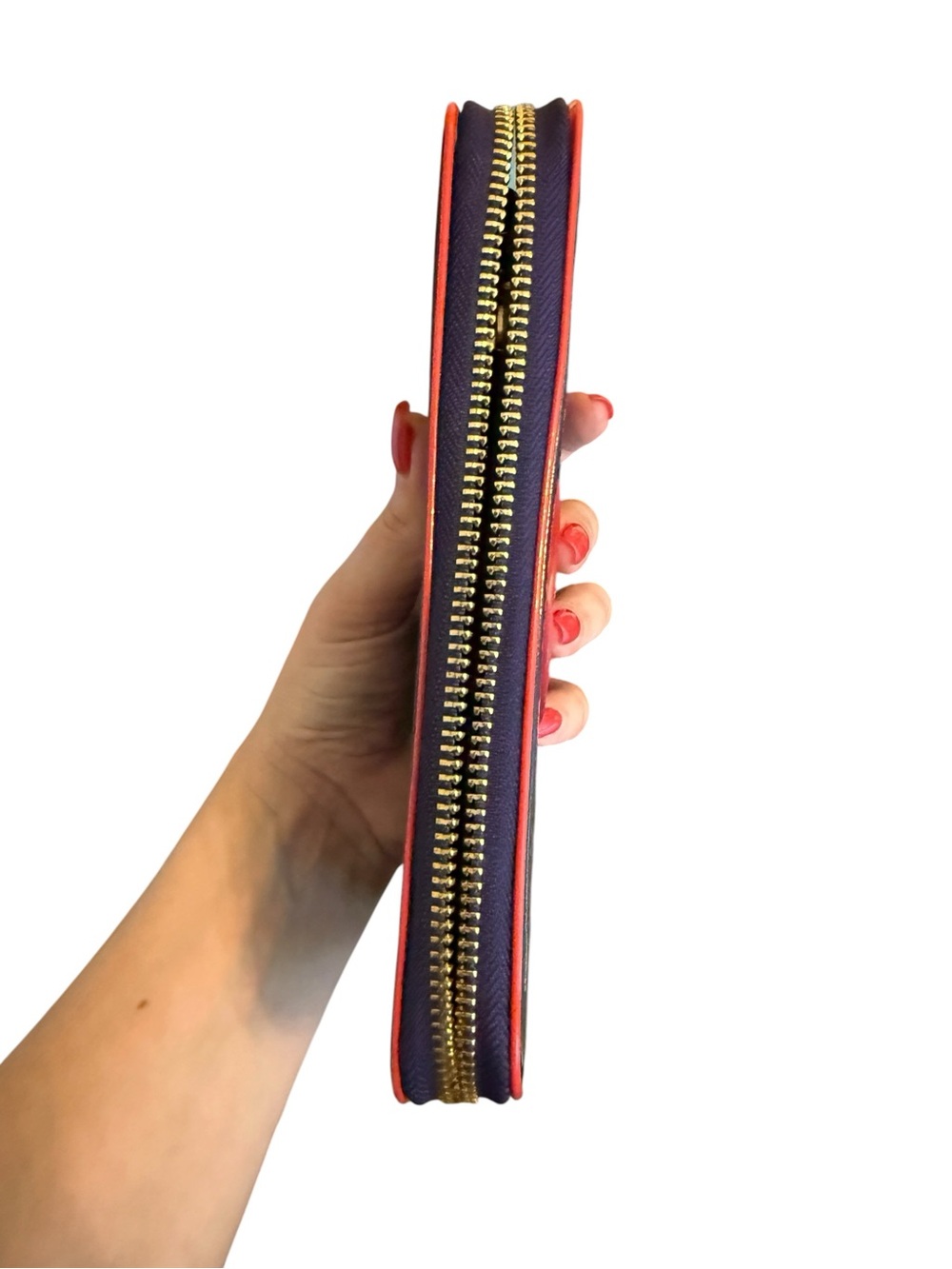 Tory Burch Patent Leather Purple and Red Long Zip-Around Wallet - Picture 9 of 9